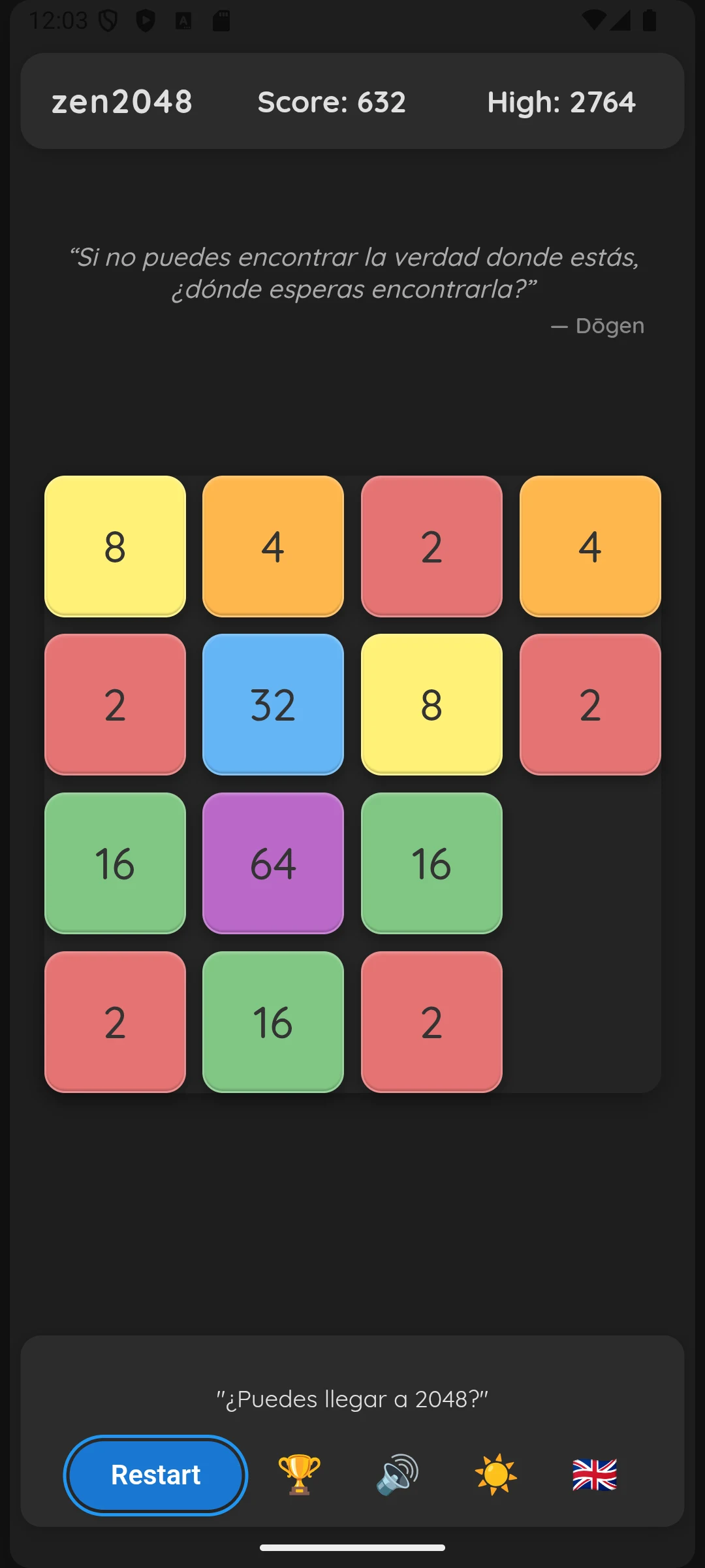 zen2048 screenshot