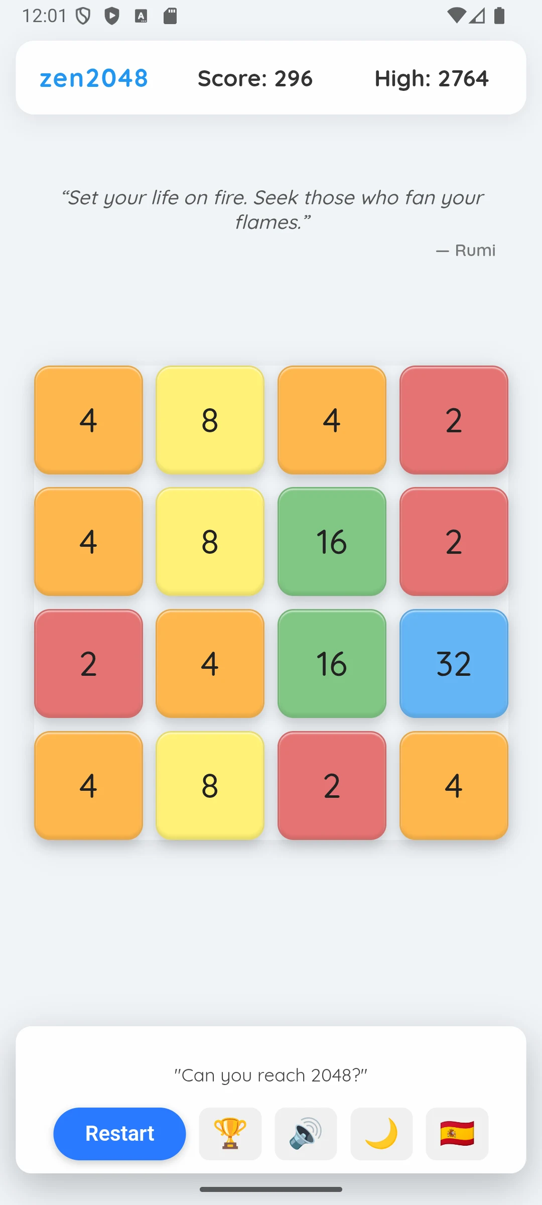 zen2048 screenshot